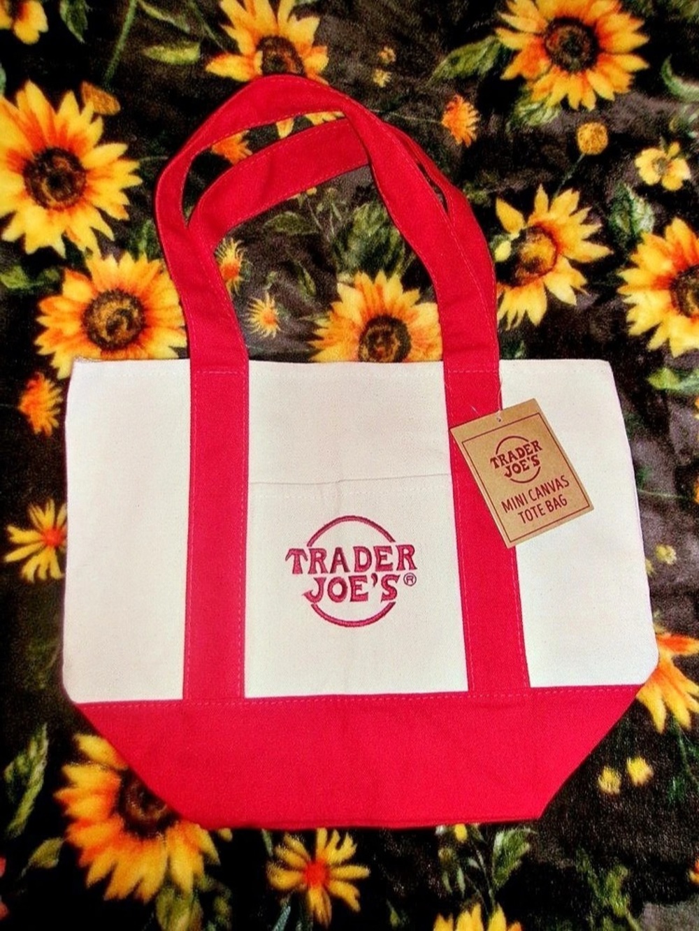 NWT Trader Joe's Mini Canvas Tote Bag Red